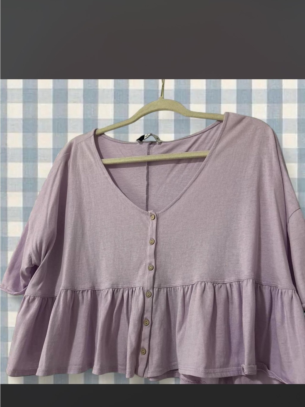 HYFVE Lilac Button-Front Peplum Blouse